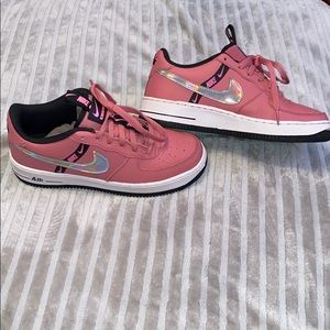 Pink Black and White Nike Air Force Ones